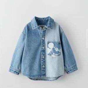 NWOT Zara x Disney Kids Blue Denim Shirt Mickey